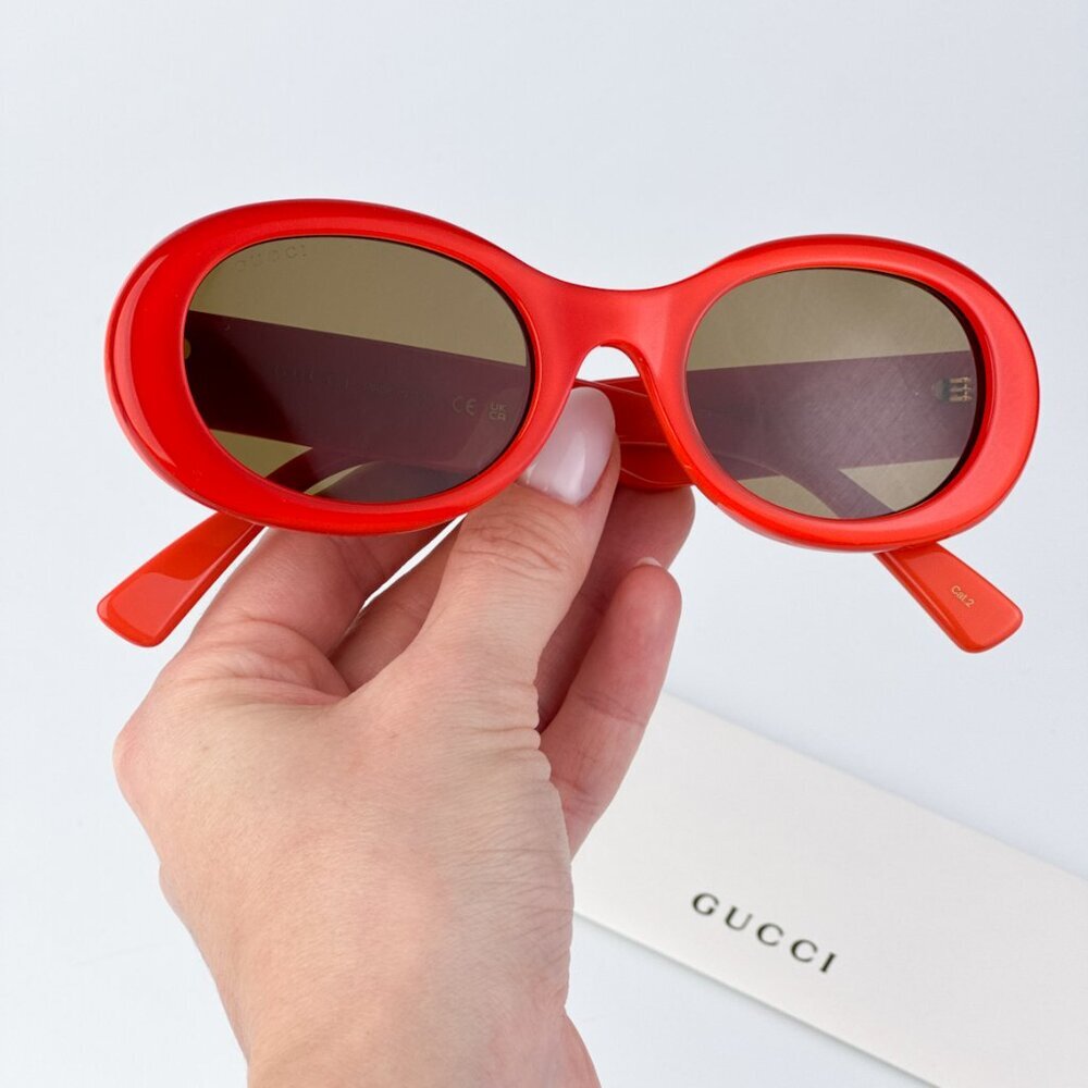 Gucci GG1587S 003 BRAND NEW Sunglasses Orange Brown Women Oval